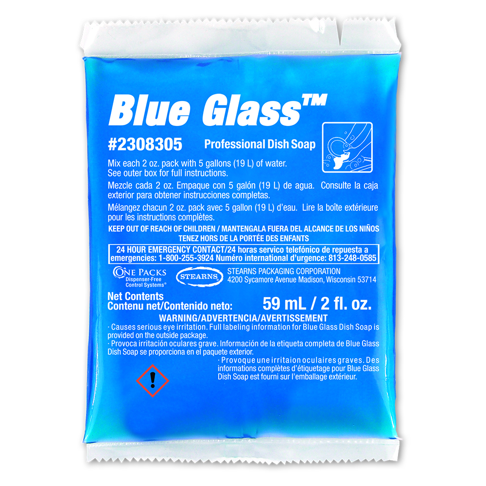 One Packs® Blue Glass™ Professional Dish Soap