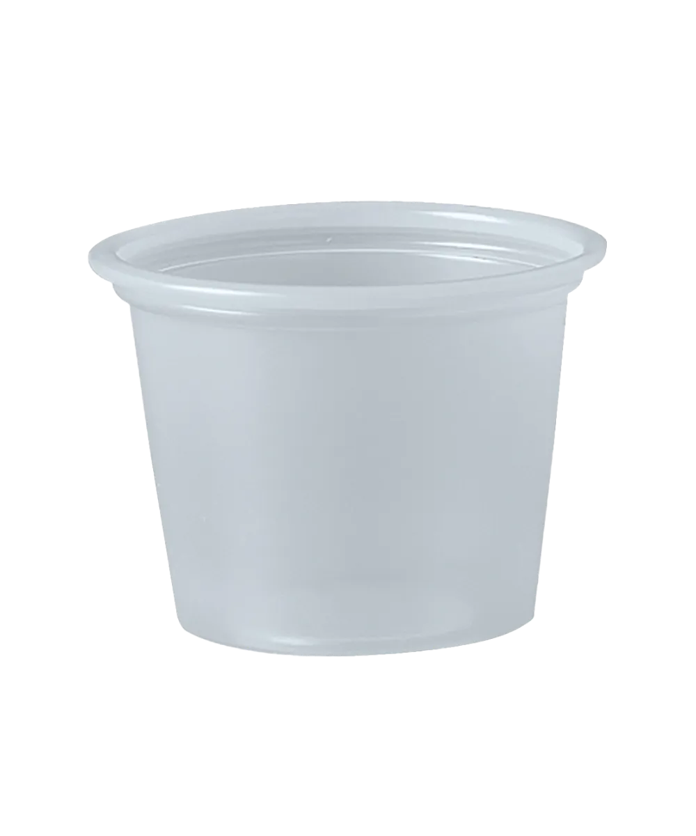 SOUFFLE / PORTION CUP 1oz CLEAR PLASTIC ROUND - 2500/CASE