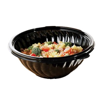 FOOD BOWL PET 80oz BLACK ROUND PrepServe COMPOSTABLE - 25/CASE