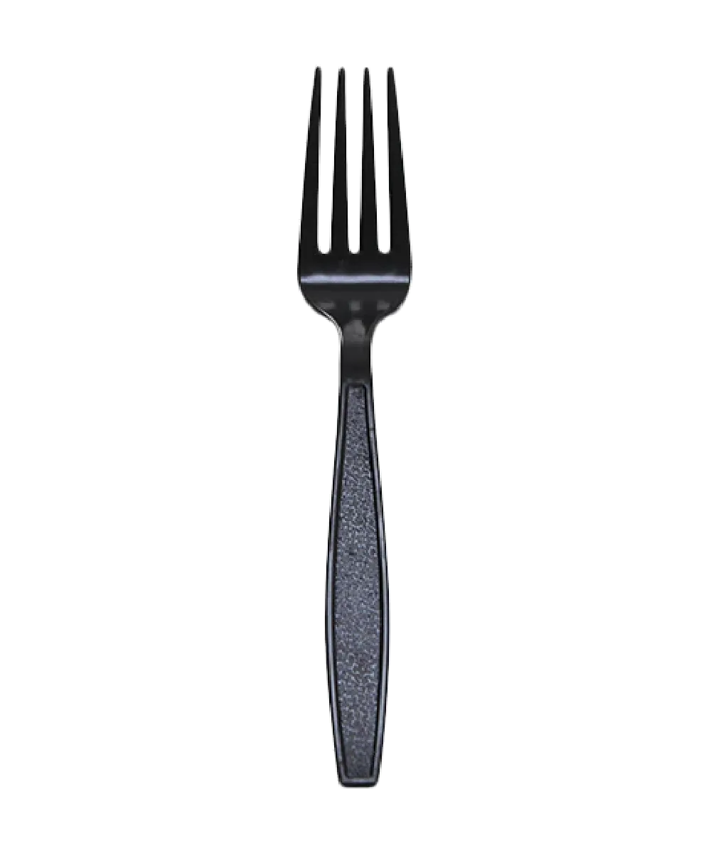 FORK EXTRA HEAVY WEIGHT BLACK PLASTIC CUTLERY / Karat - 1000/CASE