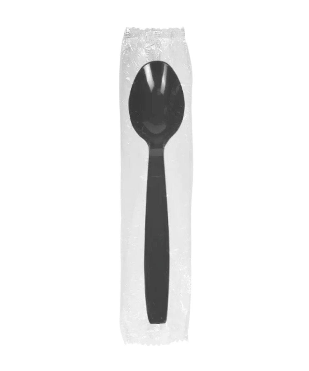 TEA SPOON EXTRA HEAVY WEIGHT BLACK PLASTIC KARAT / WRAPPED - 1000/CASE