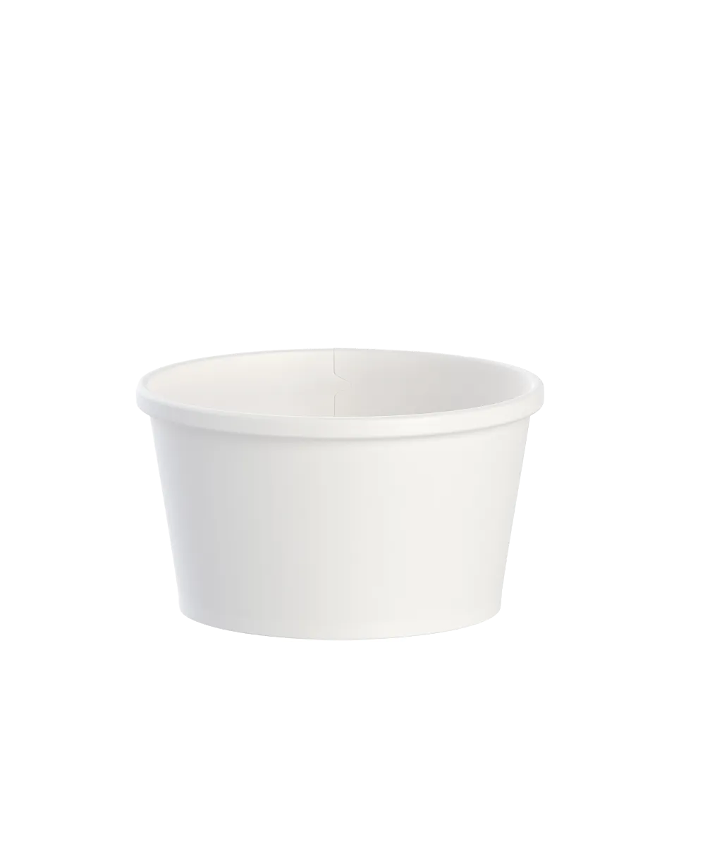 SOUP BOWL 8oz SQUAT DSP DOUBLE POLY PAPER WHITE ROUND - 500/CASE