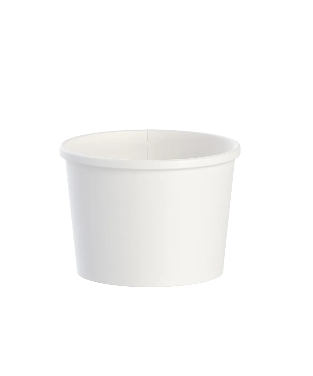 SOUP BOWL 12oz SQUAT DSP DOUBLE POLY PAPER WHITE ROUND RECYCLABLE - 500/CASE