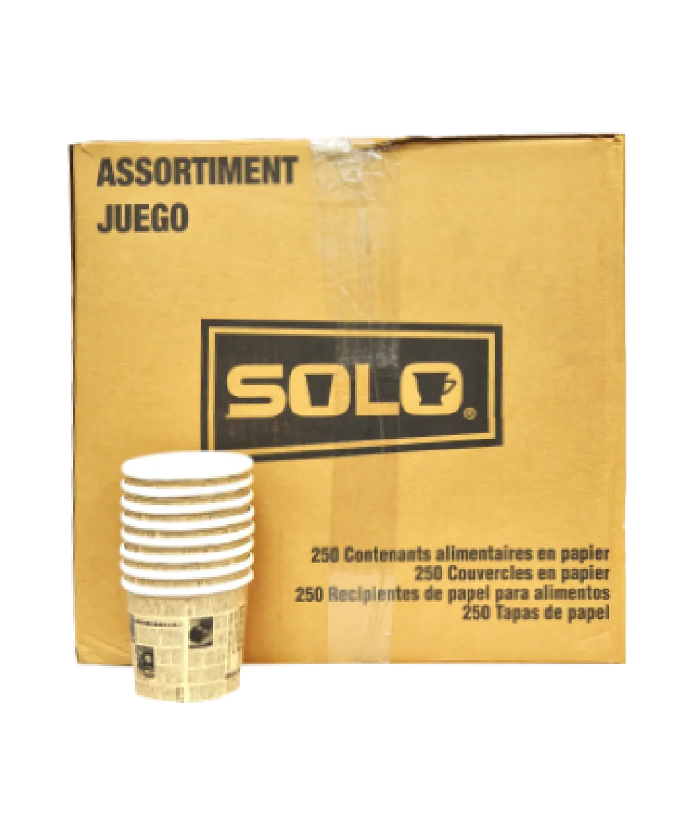 CONTAINER 12oz DOUBLE POLY PAPER ROUND CHINESE NEWSPRINT - 500/CASE