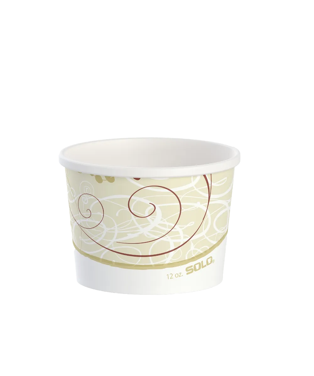 SOUP BOWL 12oz SQUAT DSP DOUBLE POLY PAPER ROUND PRINT Symphony® RECYLABLE - 500/CASE