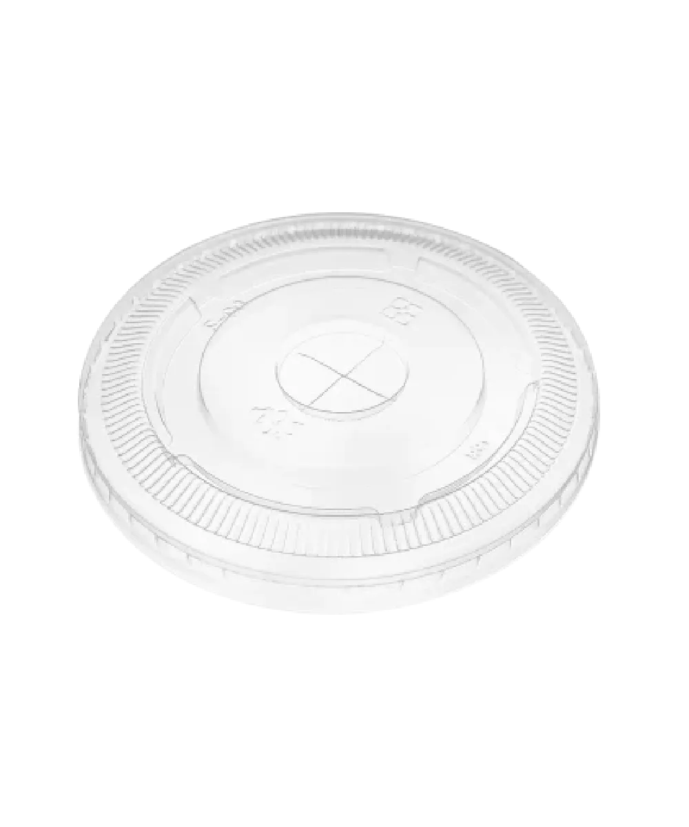 CUP LID CLEAR PET ROUND FLAT FOR PAPER COLD BEVERAGE 12-22oz 90mm Karat RECYCLABLE  - 1000/CASE