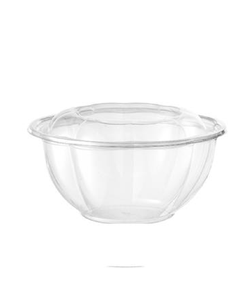 FOOD BOWL AND SWIRL LID COMBO 40oz 10" ROUND CLEAR PLASTIC - 100/CASE