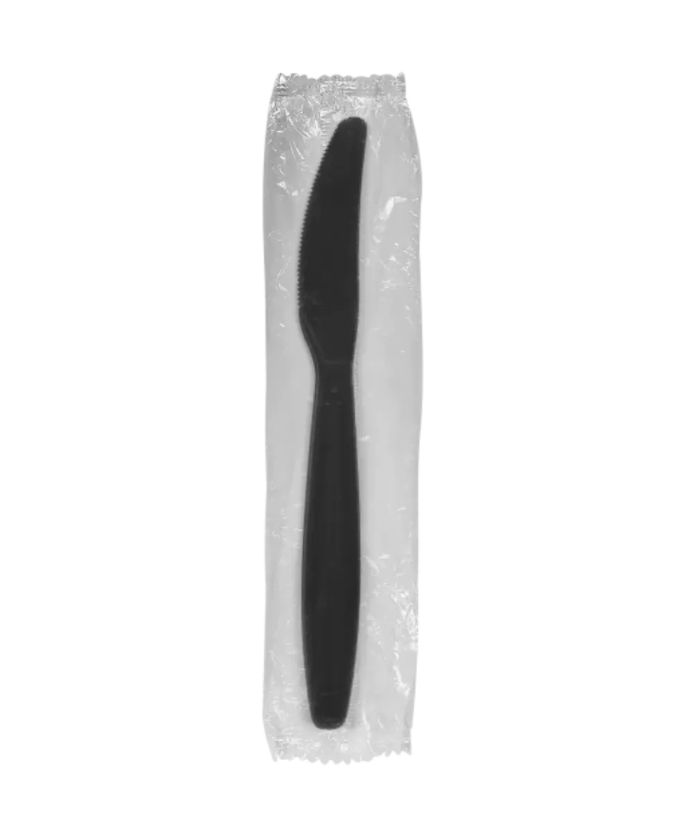 KNIVES HEAVY WEIGHT BLACK PLASTIC KARAT / WRAPPED - 1000/CASE