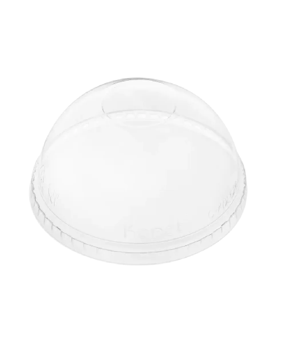 CUP LID CLEAR PET PLASTIC  ROUND DOME NO-HOLE FOR 12-24oz COLD BEVERAGE CUP 98mm Karat RECYCLABLE - 1000/CASE
