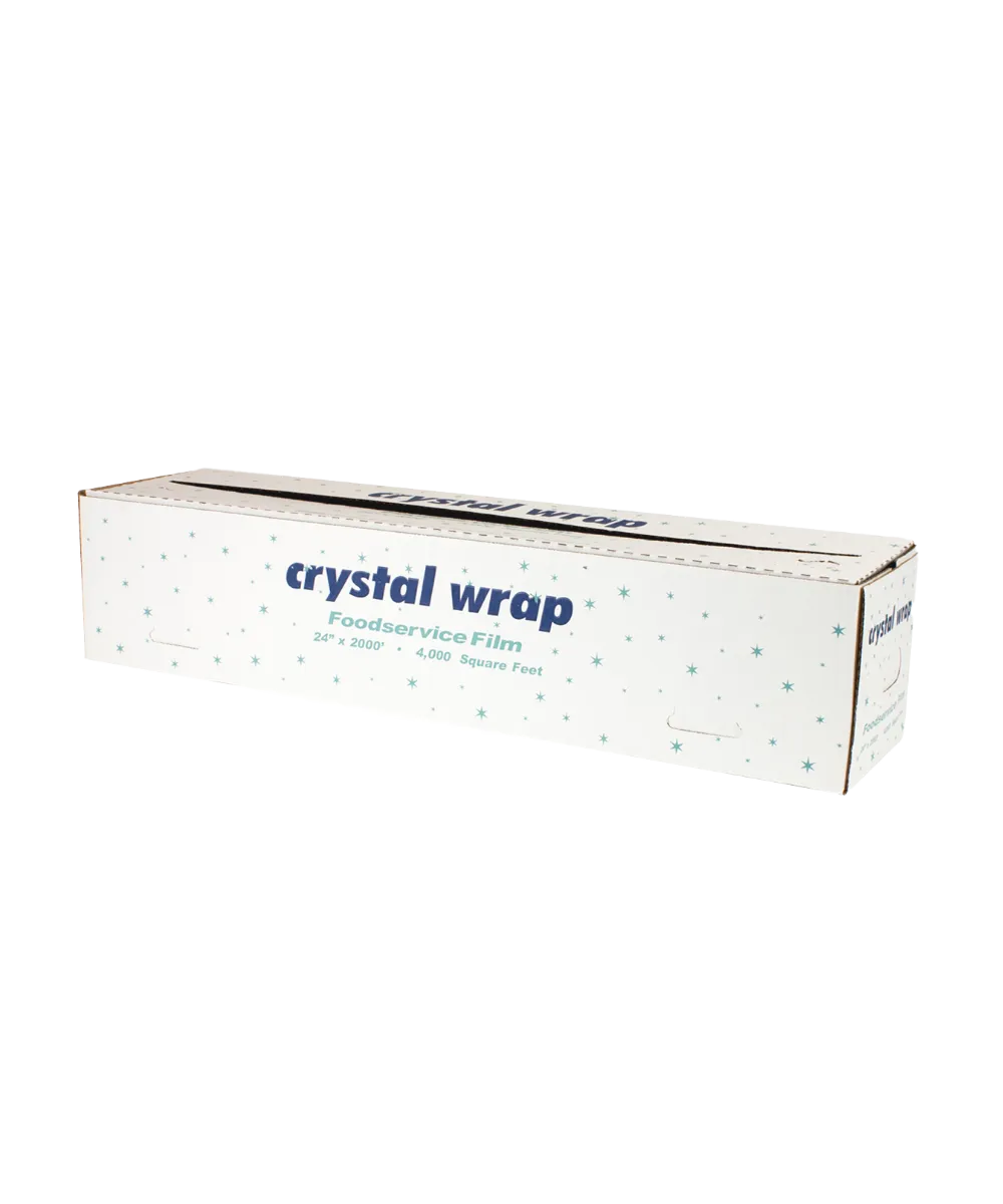 Crystal Wrap® PLUS CLEAR 24″x2000′ ROLL CLING FILM CUTTER BOX CW242P - 1/ROLL