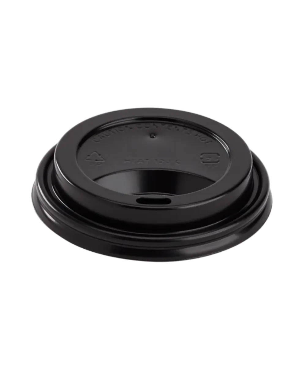 CONTAINER LID BLACK PLASTIC ROUND DOME SIPPER FOR 8oz PAPER CONTAINER  80mm Karat RECYCLABLE - 1000/CASE
