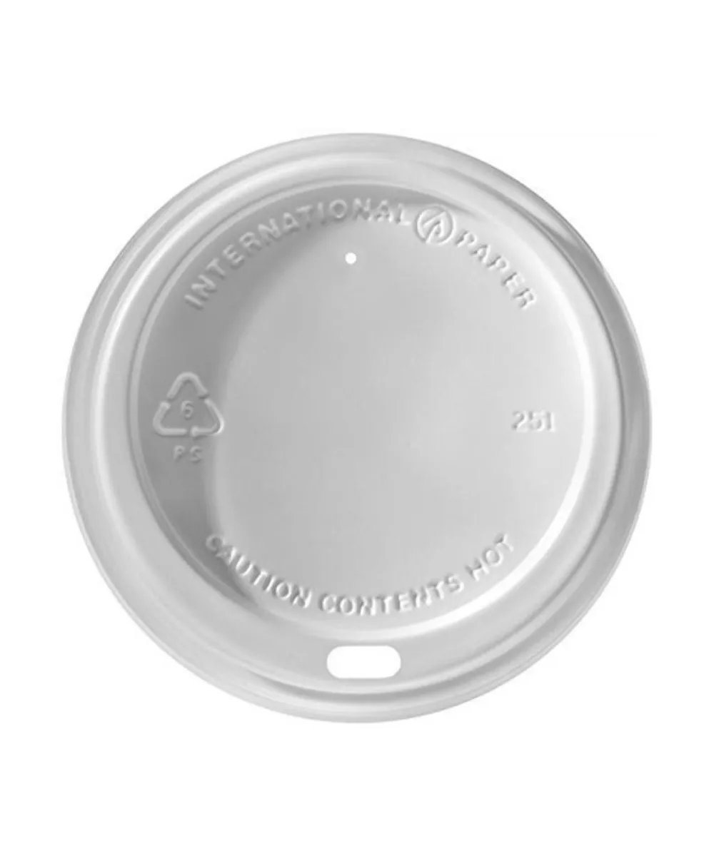 CUP LID 10-20oz WHITE PLASTIC ROUND DOME FOR HOT BEVERAGE - 1000/CASE