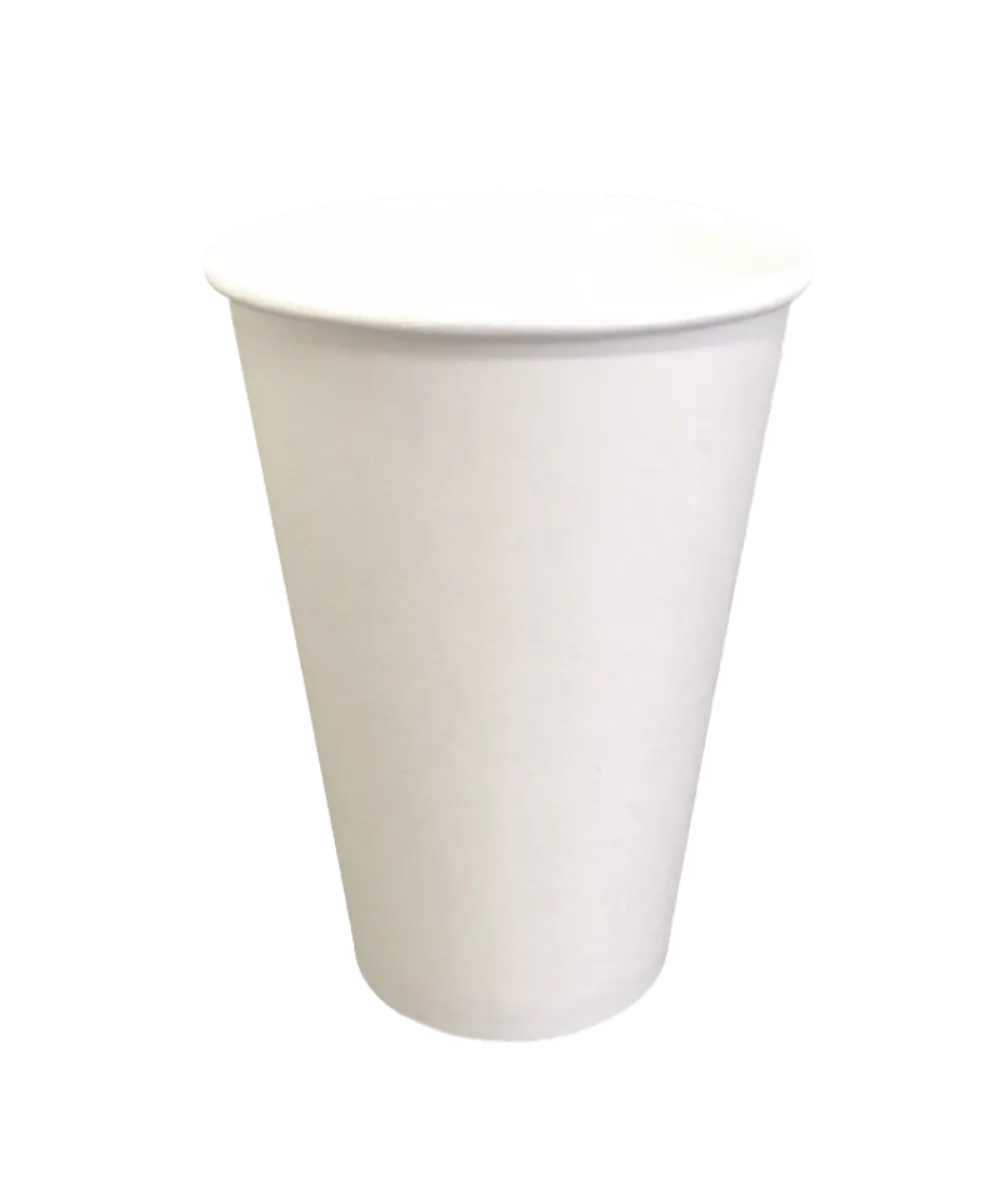 CUP 12oz WHITE PAPER ROUND FOR HOT BEVERAGE SINGLE WALL NON-PRINTED - 1000/CASE