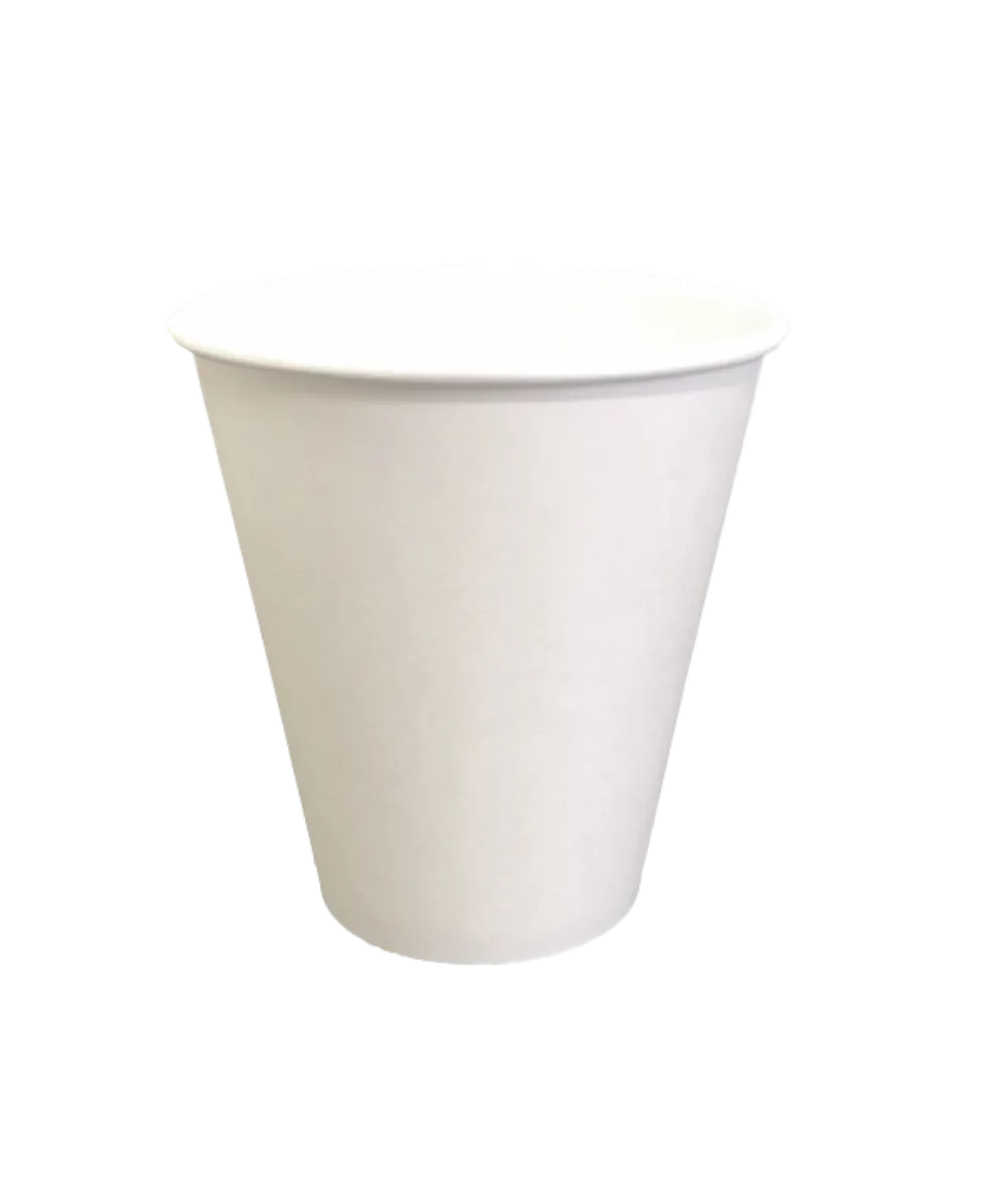 CUP 8oz WHITE PAPER ROUND FOR HOT BEVERAGE SINGLE WALL NON-PRINTED - 1000/CASE