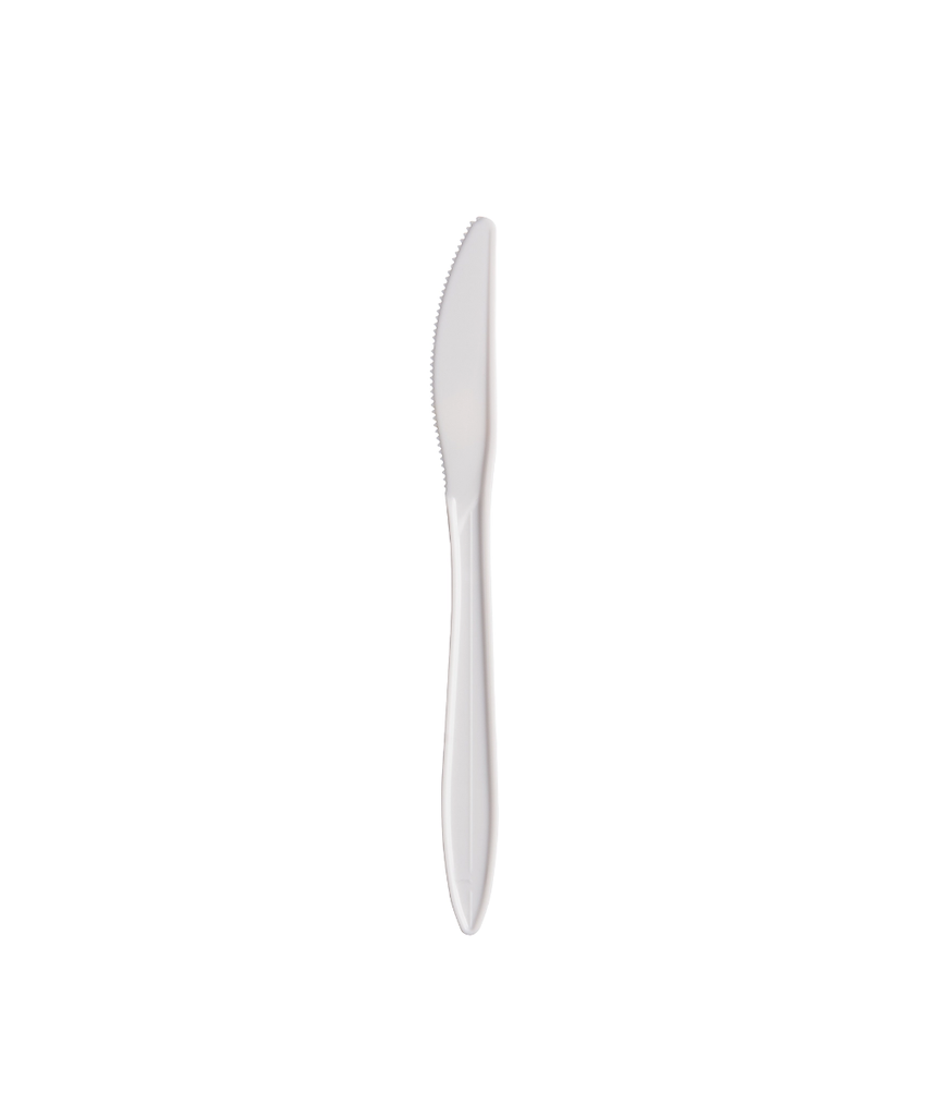 KNIFE MEDIUM WEIGHT PLASTIC WHITE DINNERWARE CUTLERY - 1000/CASE