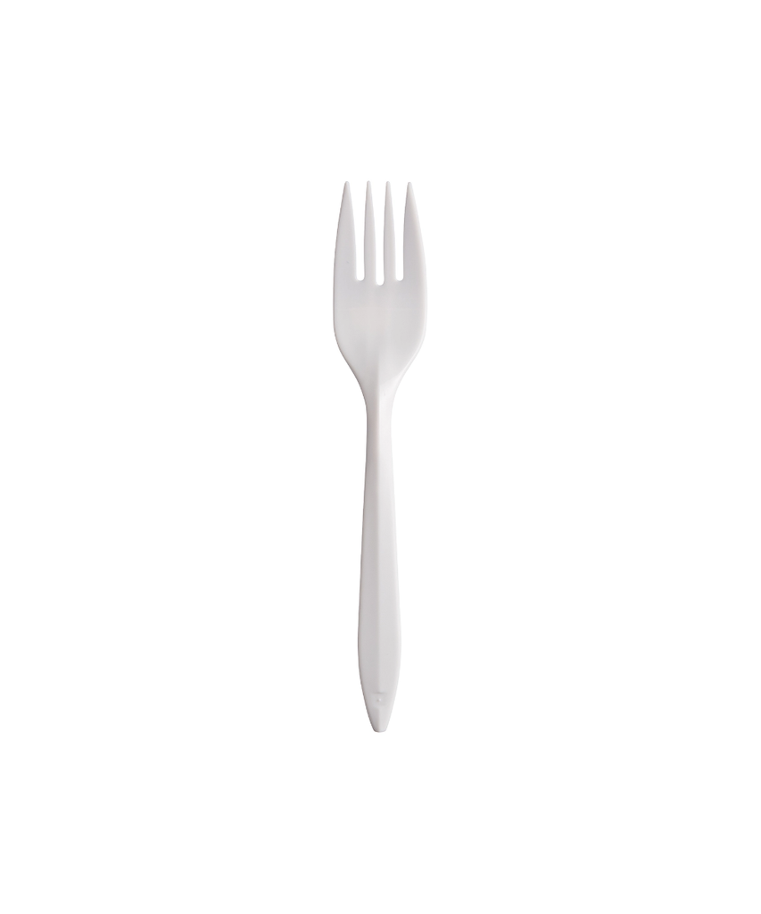 FORK MEDIUM WEIGHT PLASTIC WHITE DINNERWARE CUTLERY - 1000/CASE
