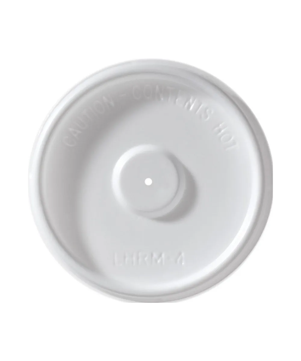 CUP LID 4oz WHITE PLASTIC ROUND FLAT FOR HOT BEVERAGE - 1000/CASE