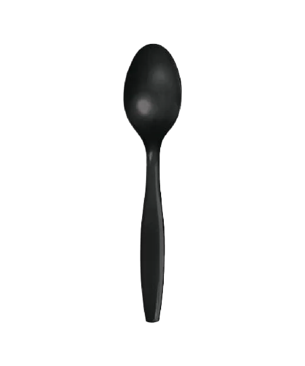 TEASPOON BLACK PLASTIC EXTRA HEAVY WEIGHT DISPOSABLE CUTLERY - 1000/CASE