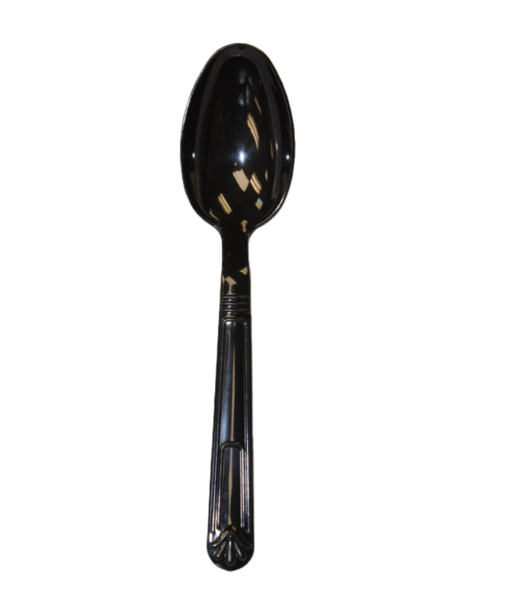 SPOON BLACK PLASTIC EXTRA HEAVY WEIGHT CUTLERY - 1000/CASE