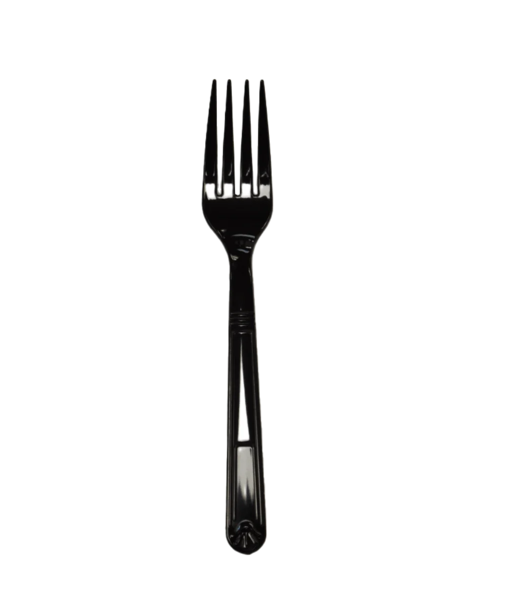 FORK BLACK PLASTIC EXTRA HEAVY WEIGHT CUTLERY - 1000/CASE