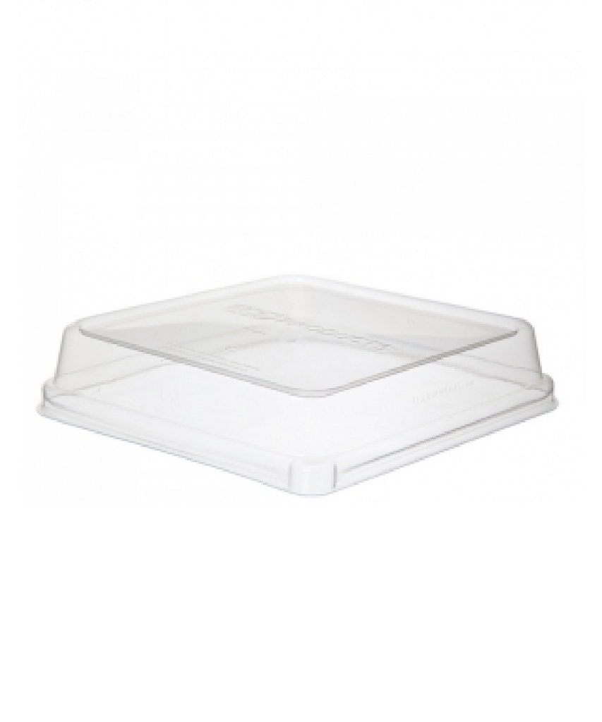 CONTAINER LID WorldView™ SHALLOW CLEAR PLA COMPOSTABLE FOR 8" SUGARCANE BASE - 200/CASE
