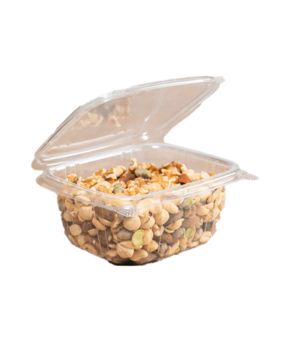 DELI CONTAINER 16oz HINGED LID PET PLASTIC CLEAR RECTANGULAR KARAT - 200/CASE
