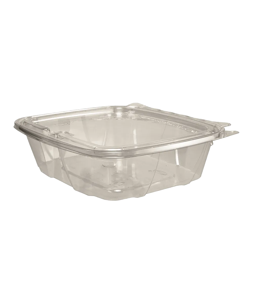 CONTAINER 24oz RPET CLEAR PLASTIC W/FLAT LID TAMPER EVIDENT/RESISTANT - 200/CASE