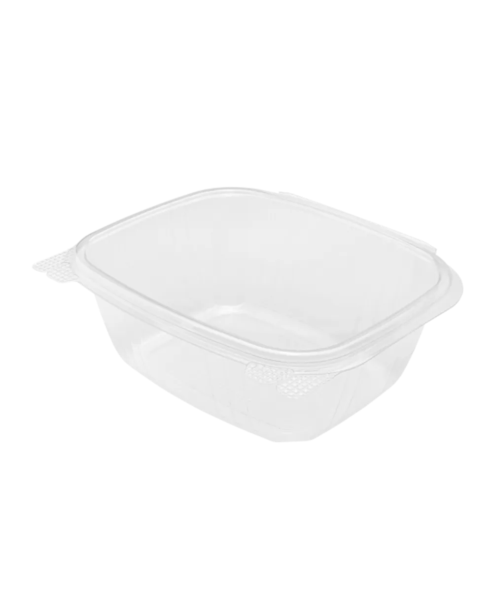 DELI CONTAINER 32oz HINGED LID PET PLASTIC CLEAR RECTANGULAR KARAT - 200/CASE