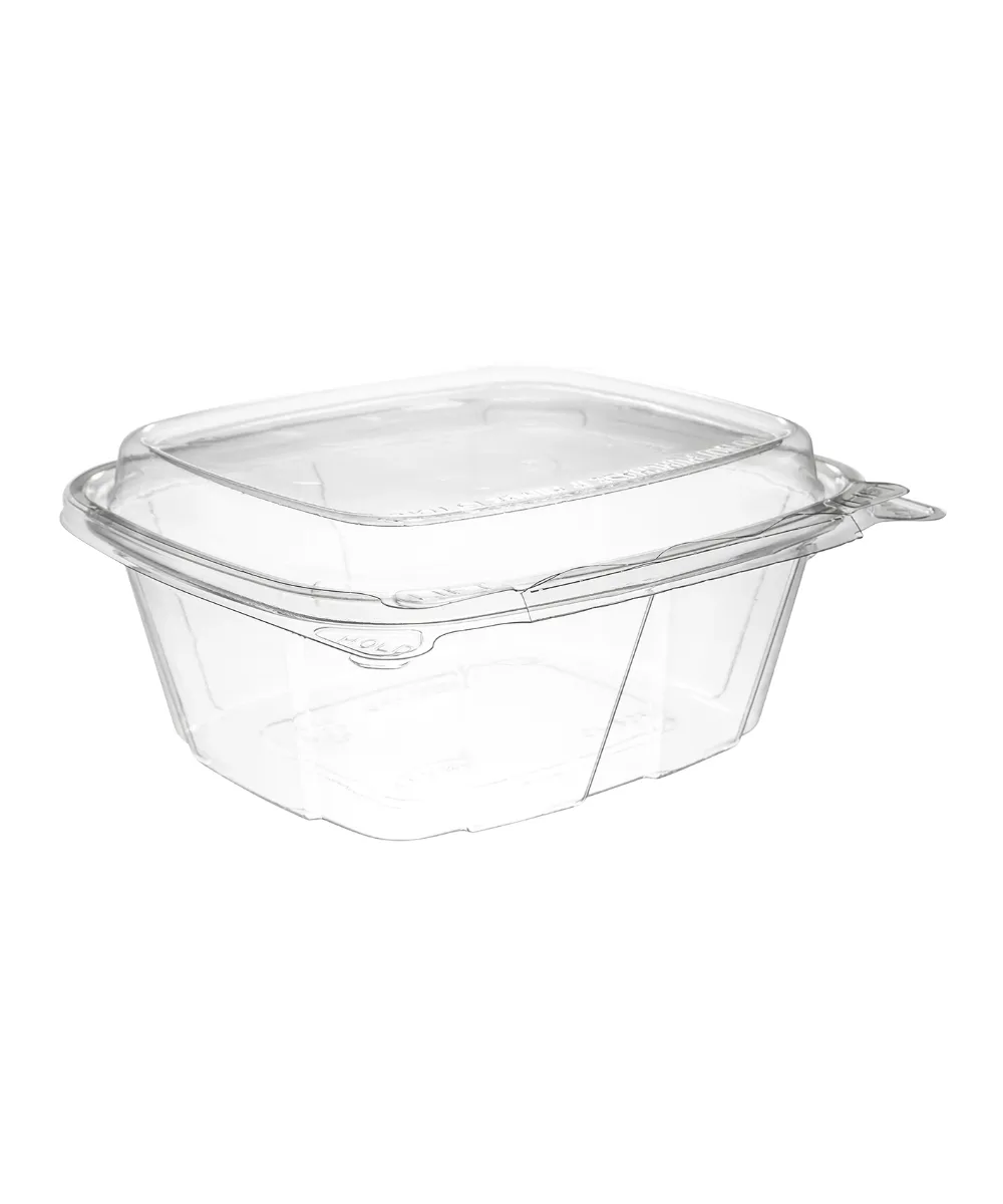 CONTAINER 12oz RPET CLEAR PLASTIC W/DOME LID TAMPER EVIDENT/RESISTANT - 200/CASE