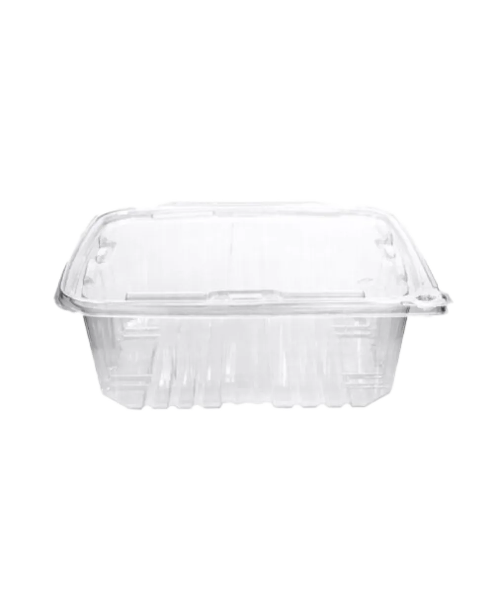 FOOD CONTAINER 64oz TAMPER EVIDENT CLEAR RPET HINGE LID - 134/CASE