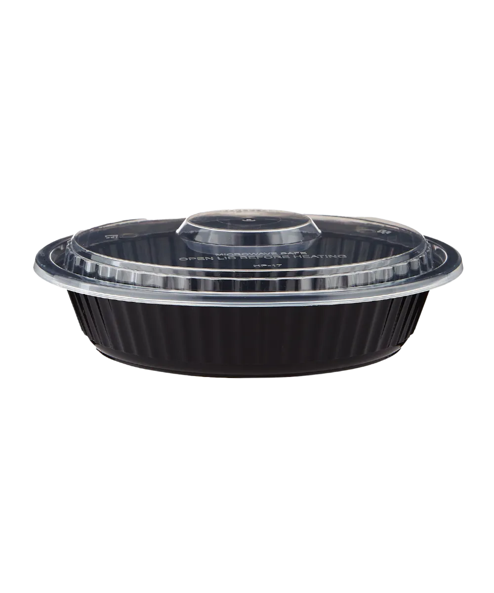 BLACK CONTAINER & CLEAR LID COMBO 24oz PLASTIC ROUND - 150/CASE