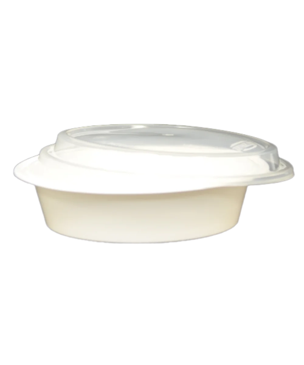 WHITE CONTAINER & CLEAR LID COMBO 24oz PLASTIC ROUND - 150/CASE