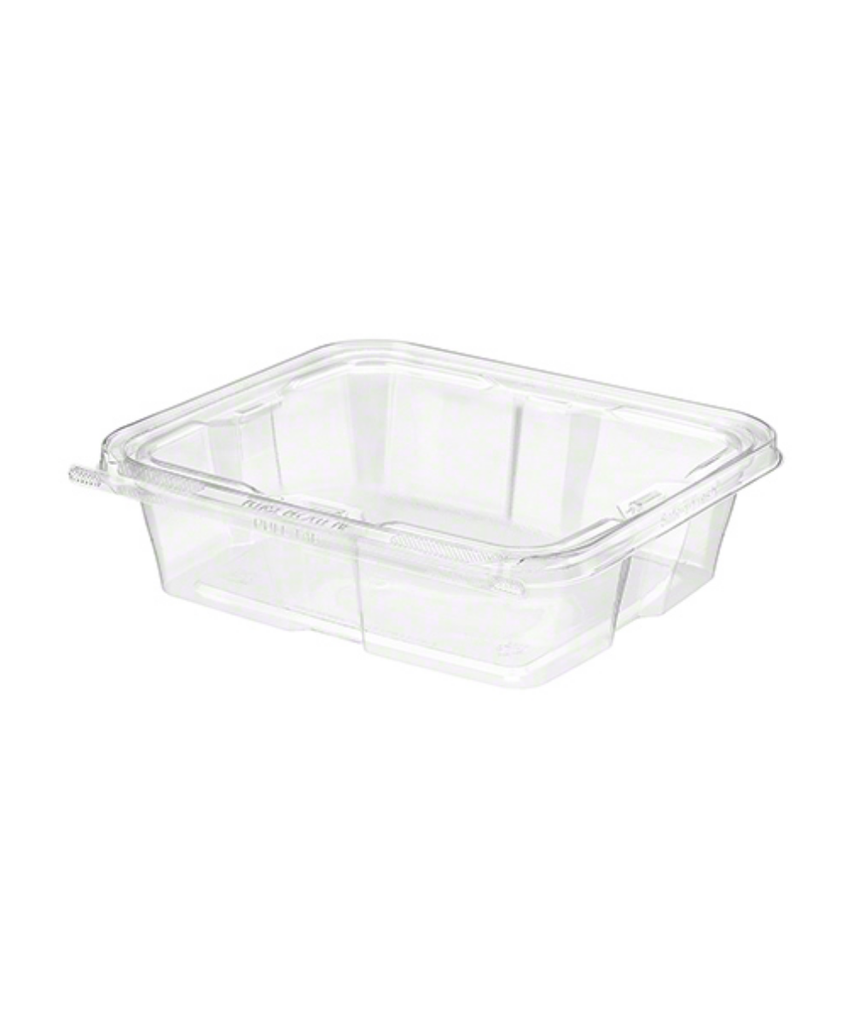 CONTAINER PLASTIC 20oz RECTANGULAR PLASTIC CLEAR HINGE LID TEAR-STRIP - 200/CASE