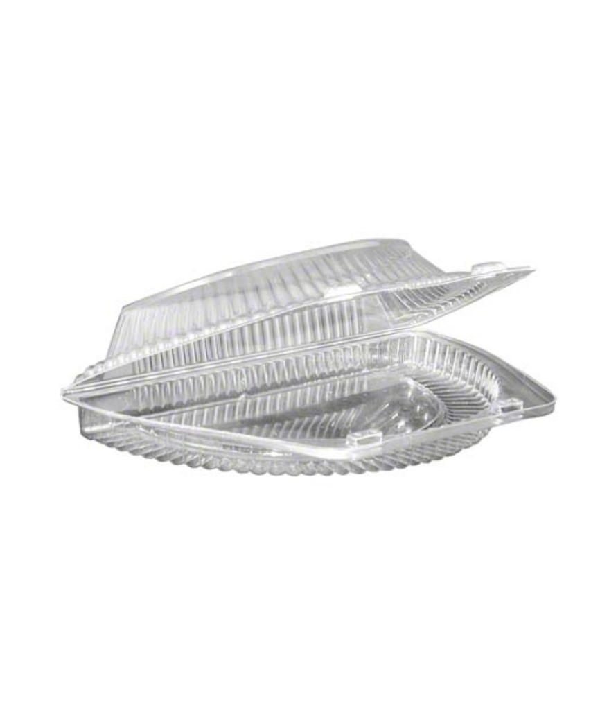 CONTAINER 8" HALF-CIRCLE CLEAR PLASTIC PIE / PANINI HINGE LID - 300/CASE