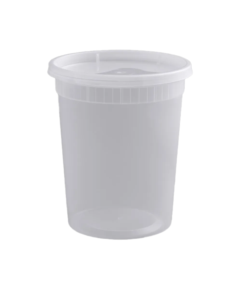 DELI CONTAINER & CLEAR LID COMBO 32oz PLASTIC CLEAR - 240/CASE