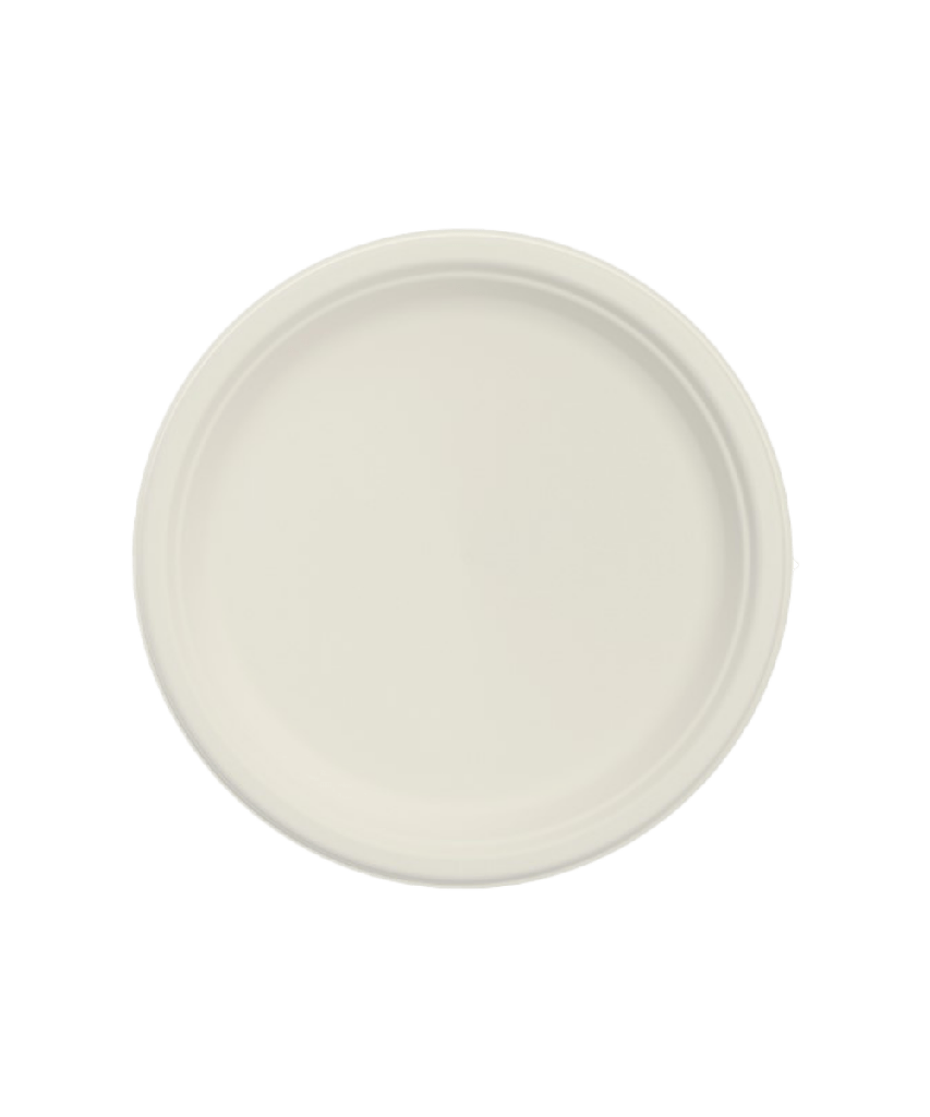 BAGASSE PLATE 9" IVORY ROUND - 500/CASE