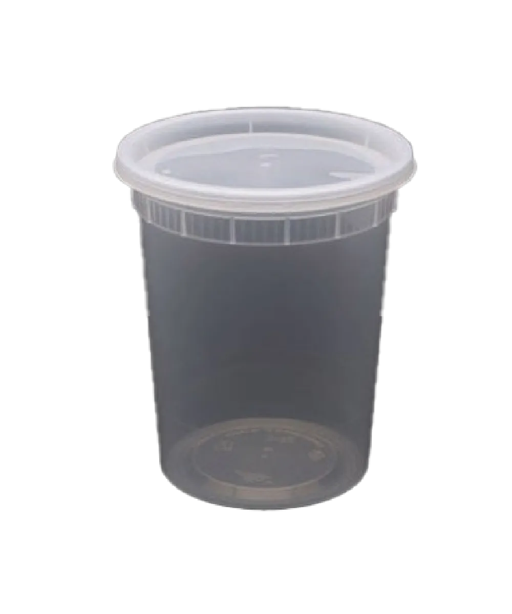DELI CONTAINER 32oz HEAVY PLASTIC CLEAR ROUND - 480/CASE