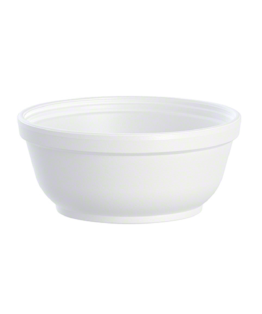 FOOD BOWL 8oz ROUND WHITE FOAM - 1000/CASE