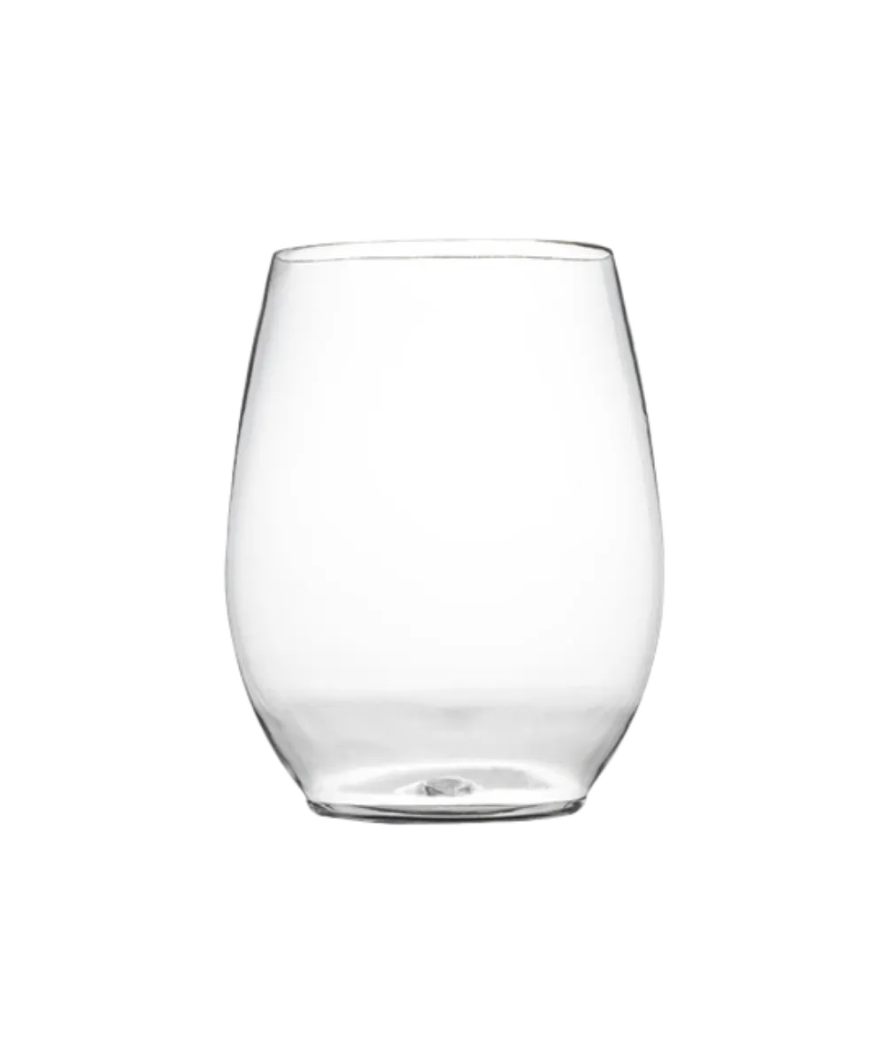 GLOBET 12oz PLASTIC CLEAR ROUND STEMLESS FOR COLD BEVERAGE - 64/CASE