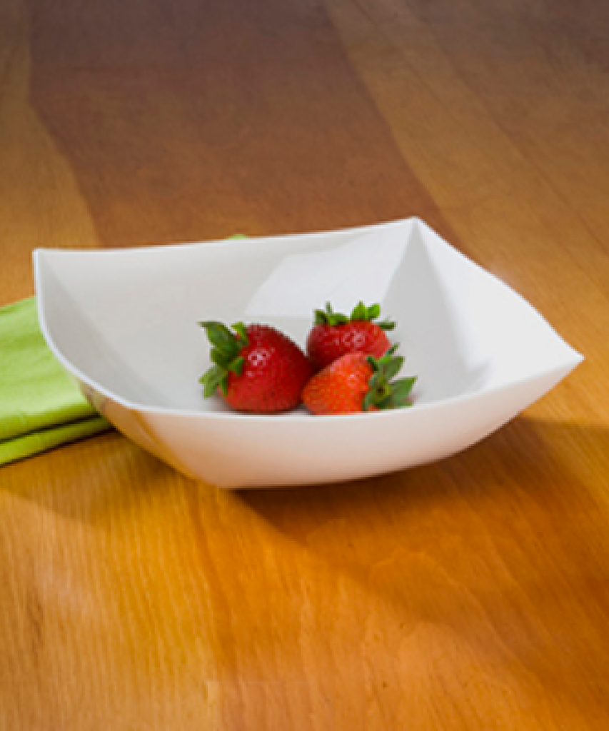 FOOD BOWL 32oz PLASTIC WHITE SQUARE - 50/CASE