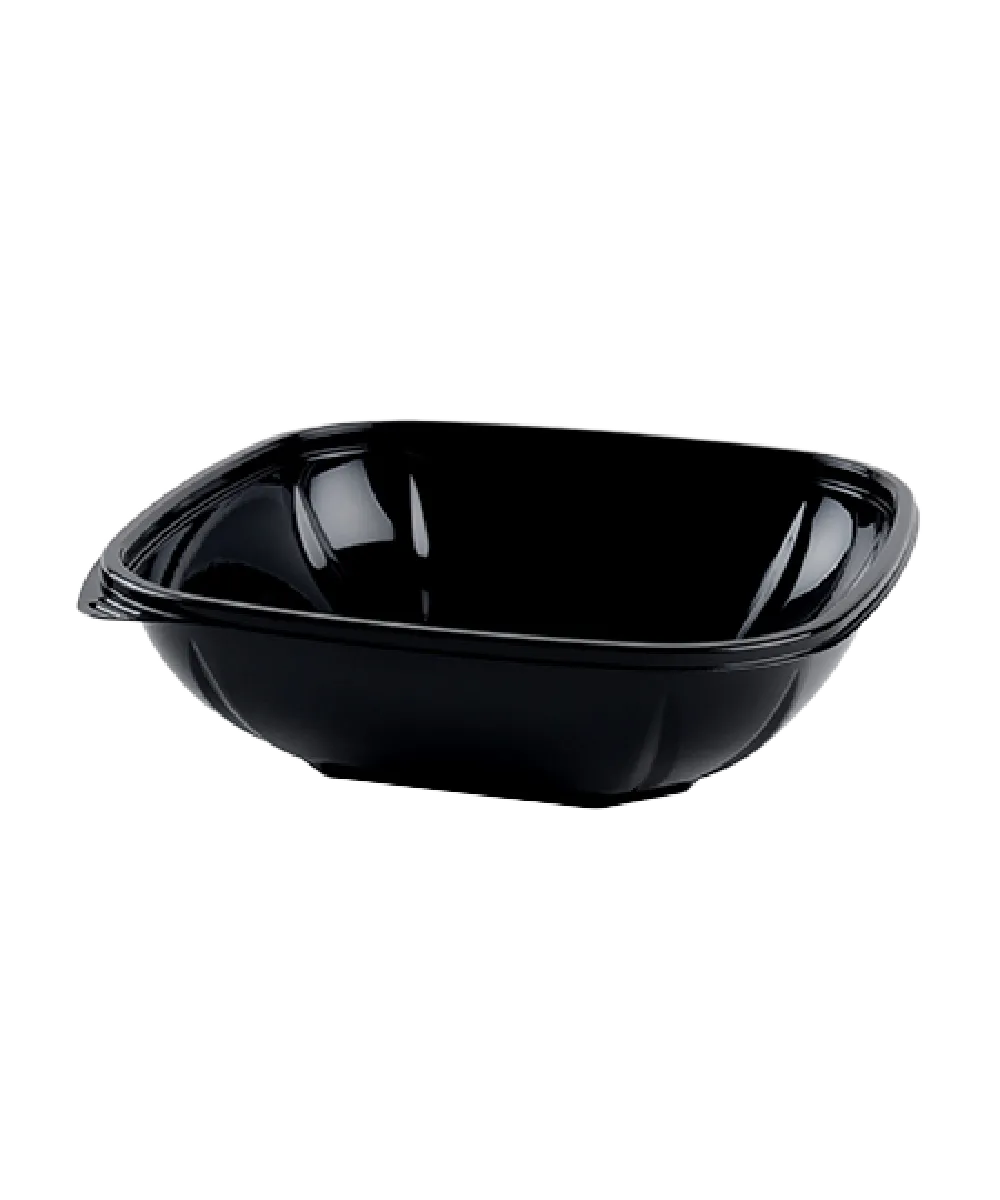 FOOD SALAD BOWL 32oz MEDIUM ROUND BLACK PLASTIC - 300/CASE