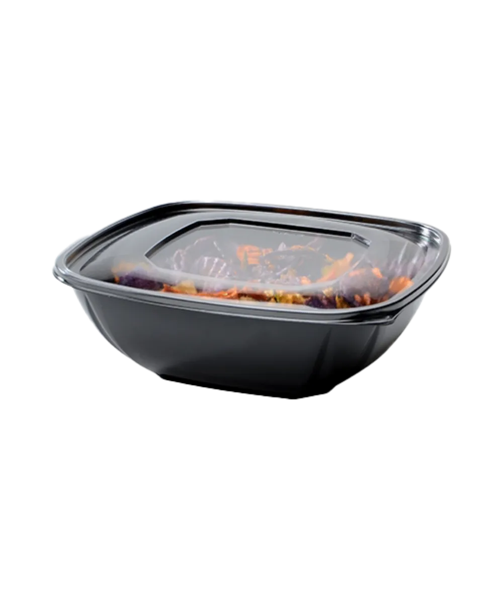 FOOD BOWL LID 7.5" SQUARE FLAT MEDIUM CLEAR PLASTIC PET - 300/CASE
