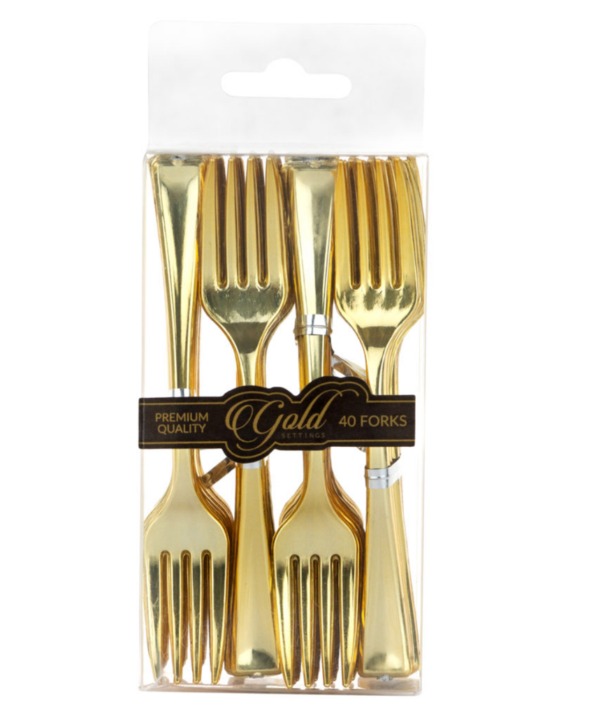 FOOD CATERING FORK 4" GOLD PLASTIC MINIWARE - 960/CASE