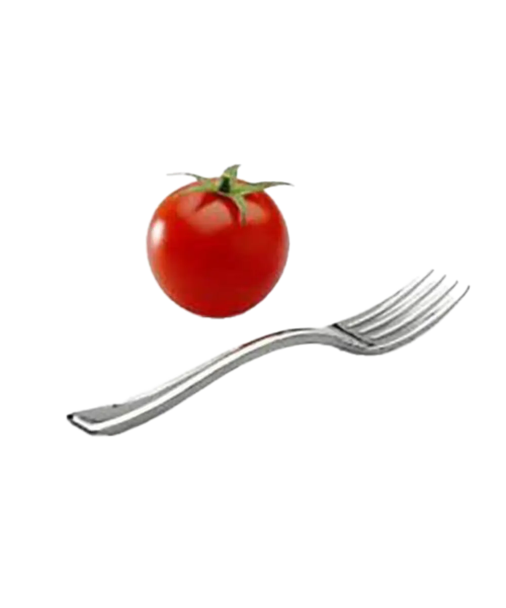 CATERING FORK 4" SILVER PLASTIC MINI Mozaïk® TASTING FORK - 500/CASE