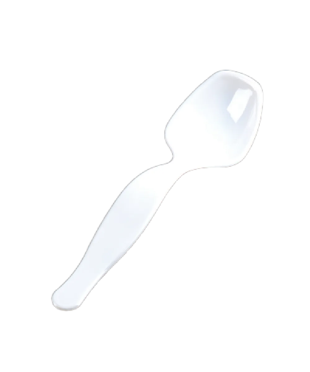 SPOON 8.5" WHITE PLASTIC FOR SERVING FOOD / CATERING UTENSILS - 144/CASE