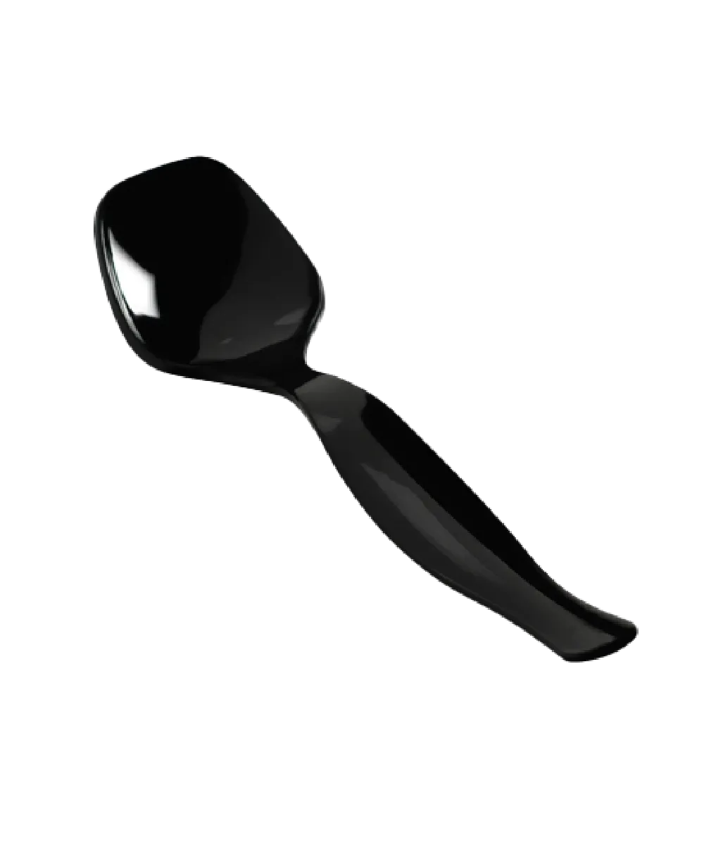 SPOON 8.5" BLACK PLASTIC FOR SERVING FOOD / CATERING UTENSILS - 144/CASE
