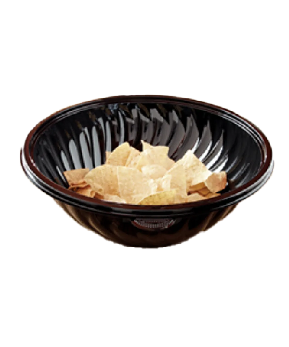 FOOD BOWL PET 320oz BLACK ROUND PrepServe COMPOSTABLE - 25/CASE
