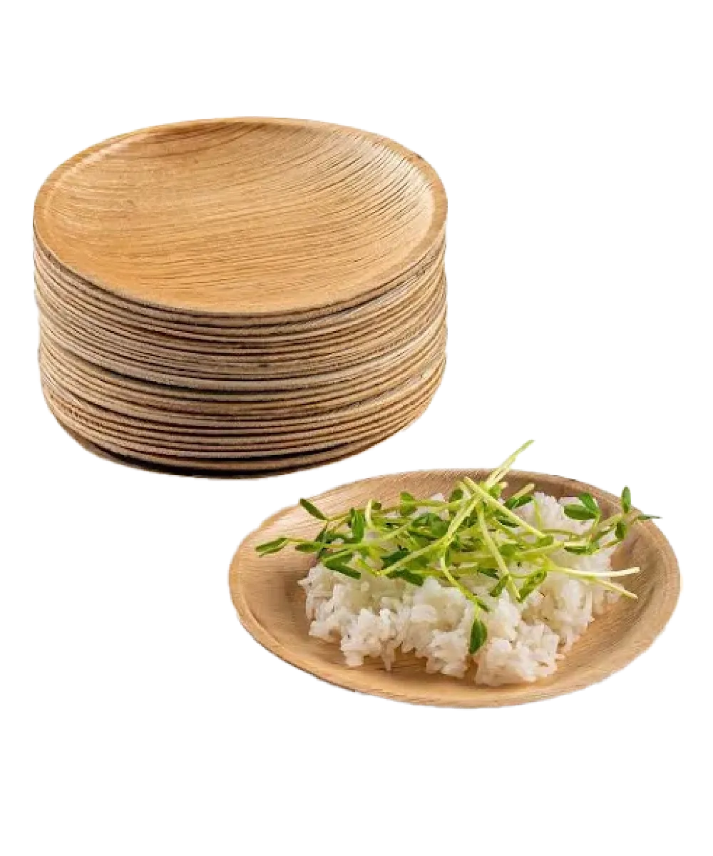 PLATE BIO PALM LEAF 10" ROUND NATURAL - 100/CASE