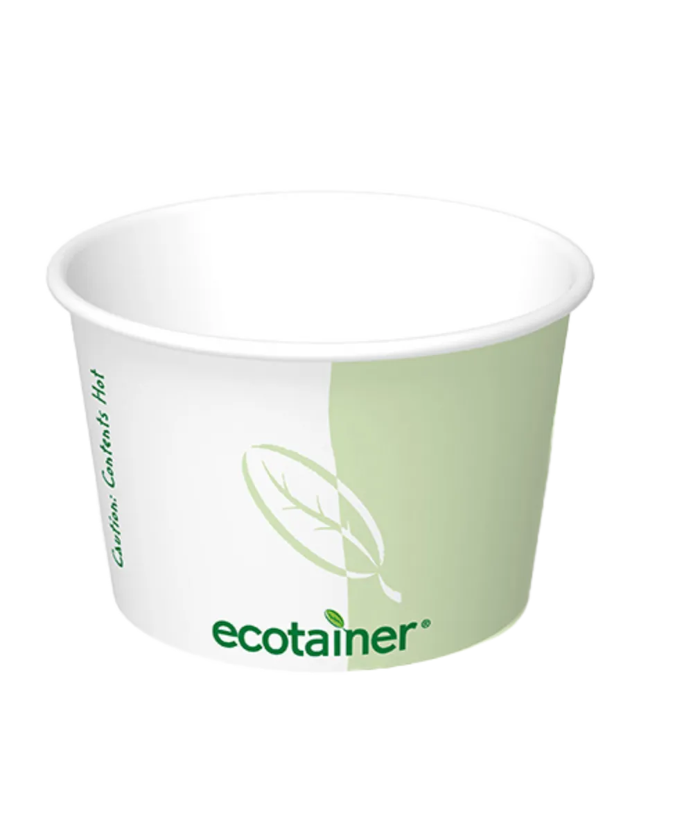 FOOD CATERING 12oz WHITE PAPER ROUND CUP 98mm ecotainer® - 1000/CASE