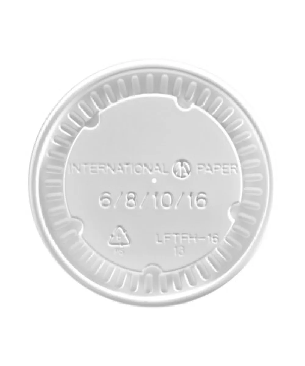 ECOTAINER LID 12oz WHITE PLASTIC ROUND FOR HOT/COLD FOOD - 1000/CASE